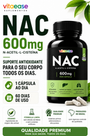 NAC 600mg – N-acetil-L-cisteína | 60 Cápsulas | Vitaease