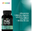 Nac 600mg + Glicina 1200mg Suplemento 60 Cápsulas Vitaease