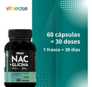 Nac 600mg + Glicina 1200mg Suplemento 60 Cápsulas Vitaease