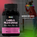 Cabelo, Pele e Unhas 60 Cápsulas Vitaease | Suplemento Alimentar com Vitamina C, Zinco e Biotina